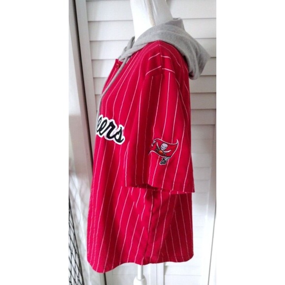 NFL Tampa Bay Buccaneers Football Button Down Short Sleeve Hooded Shirt Men XXL - Picture 2 of 10